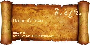 Halm Áron névjegykártya